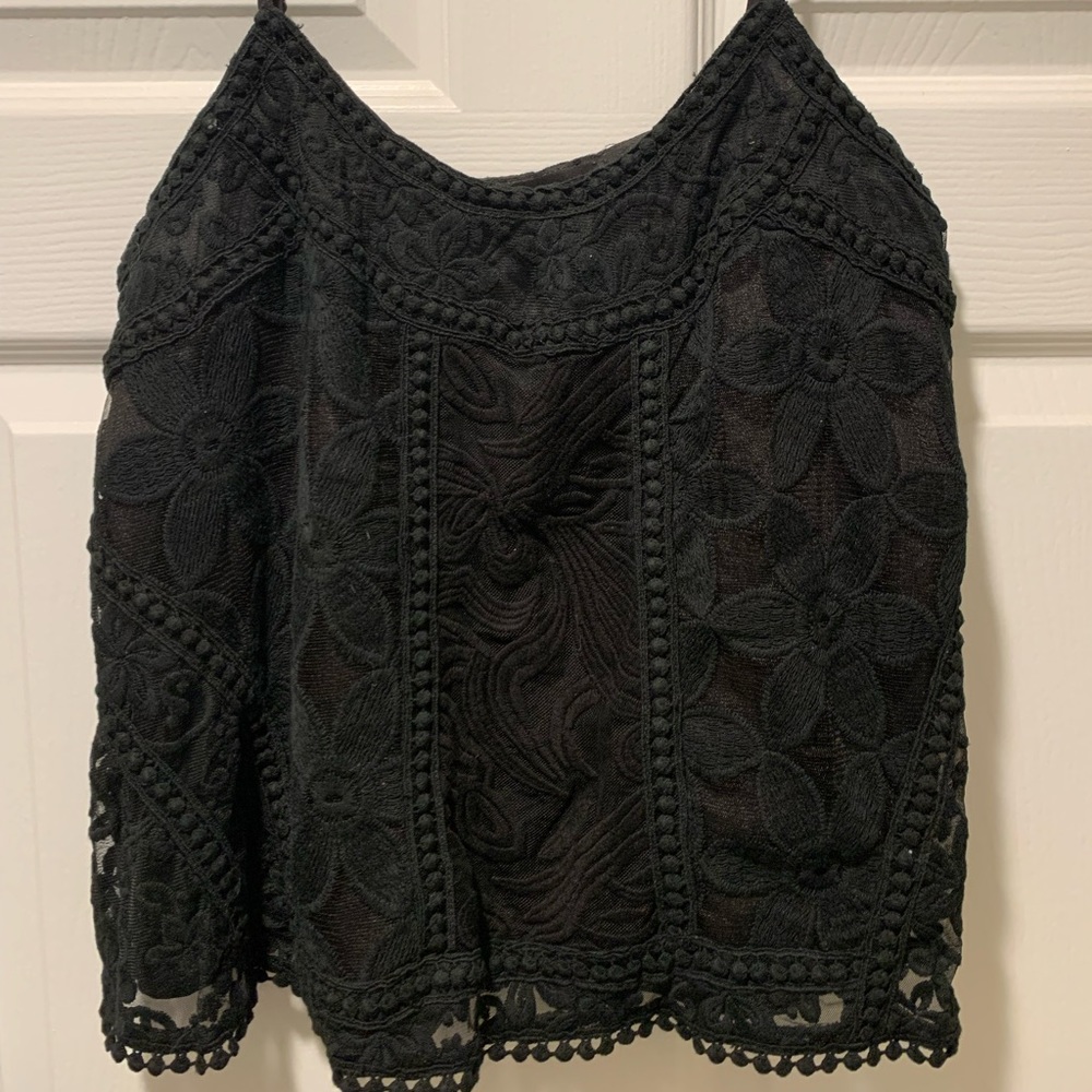 Black lace cami crop top